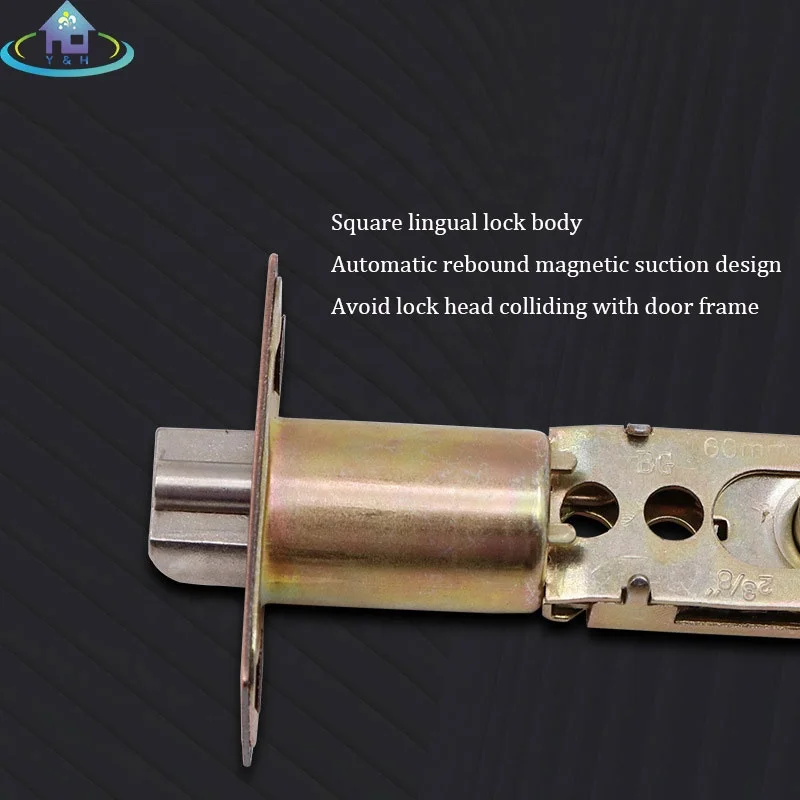 Indoor bedroom Mute Room Door lock Gold bathroom Wooden door handle Household simple stainless steel three-bar lock