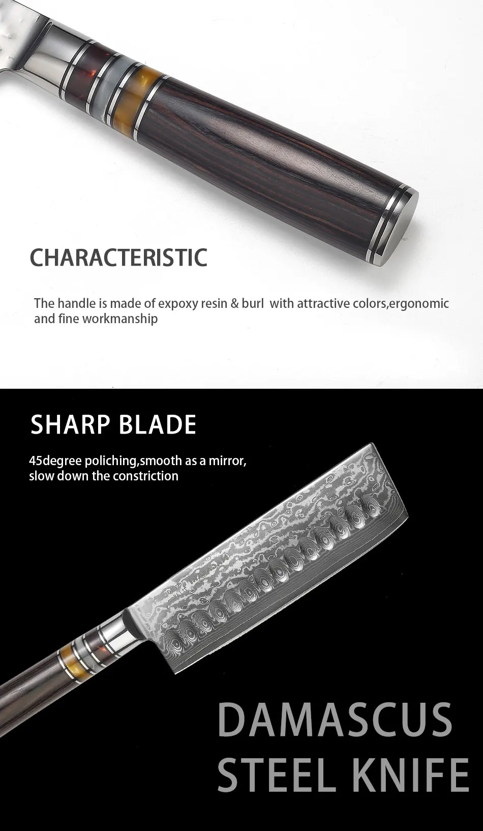 High Quality 7Inch 67 Layers Japanese VG10 Damascus Nakiri Knife