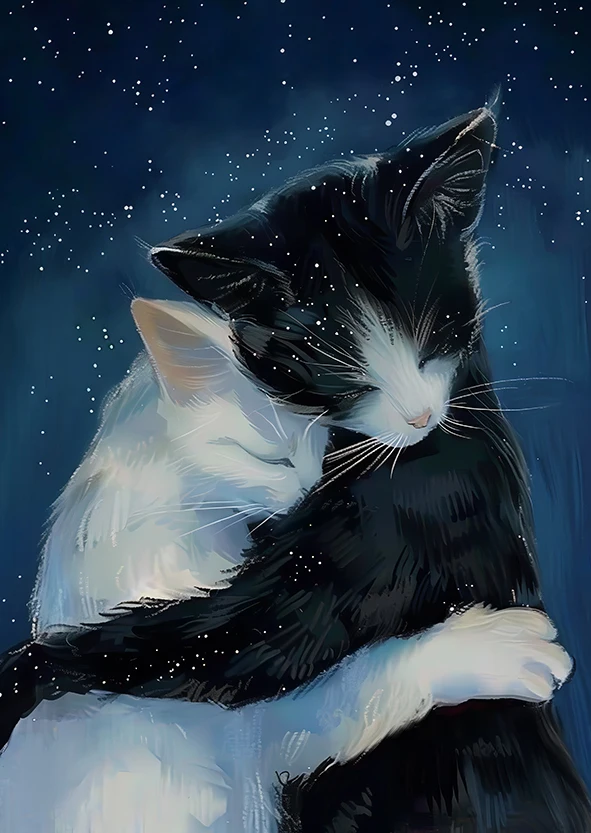 Wholesale Wall Art Canvas Painting Black and White Cat Poster Luxury Simple Wall Painting Living Room Home Decorative Painting