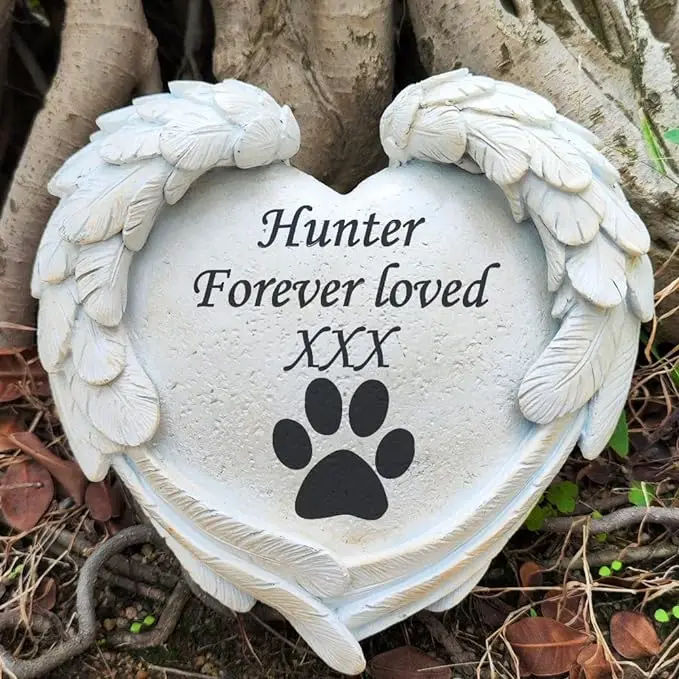 Resin Heart Shape Cemetery Stones Grave Memorial Stones