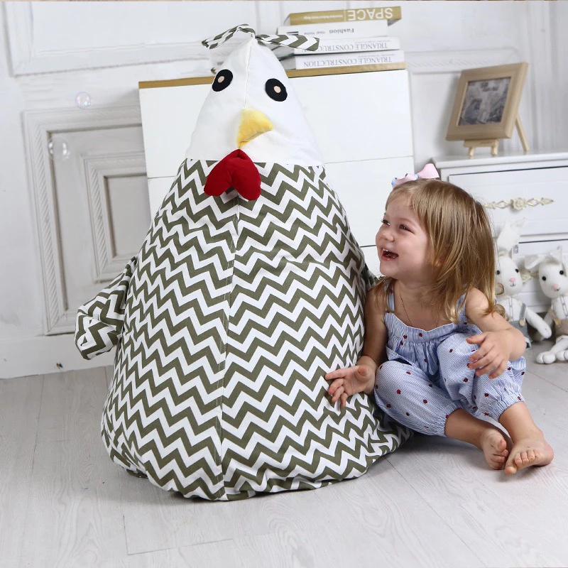 Chick Pattern Cute Children Stuffed Animal Storage Bean Bag Chair