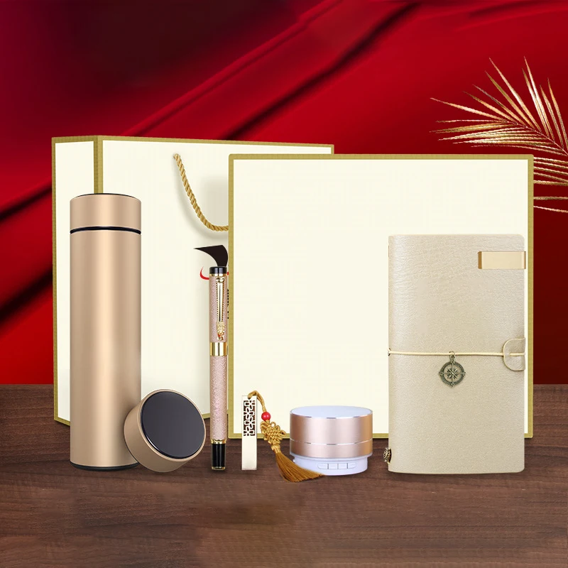 Factory Notebook Gift Souvenir A5 Notebook + Vacuum Flask +mobile Charger + Usb Flash Drive Promotional Corporate Work Gift