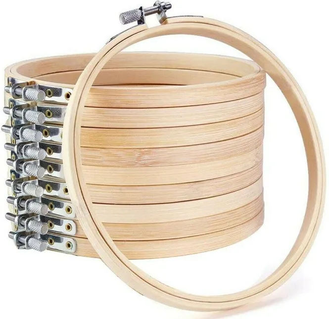 Bamboo Embroidery Hoop Frame Round Circle Cross Stitch Hoop DIY Art Craft Handy Sewing