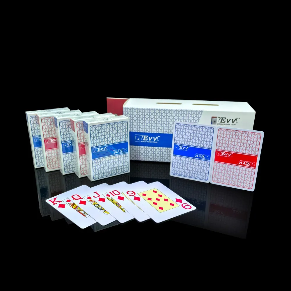 Оптовая продажа высококачественных 4 вида цветов пластиковых игральных карт Техасский Холдем экологически чистые ПВХ развлекательные покерные игральные карты
