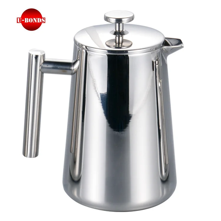 Morden Luxury Vacuum Metal Thickened Stainless Steel Coffee Maker Tea French Press Coffee Pot For Home Coffee Shop