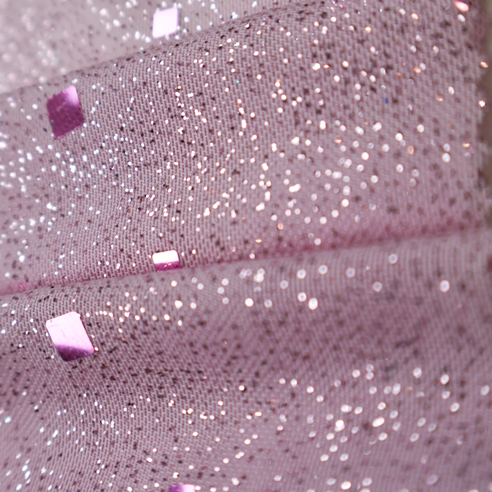 Custom high quality glitter glitter powder dyed lace fabric with sequins 100 polyester garment skirt fabric