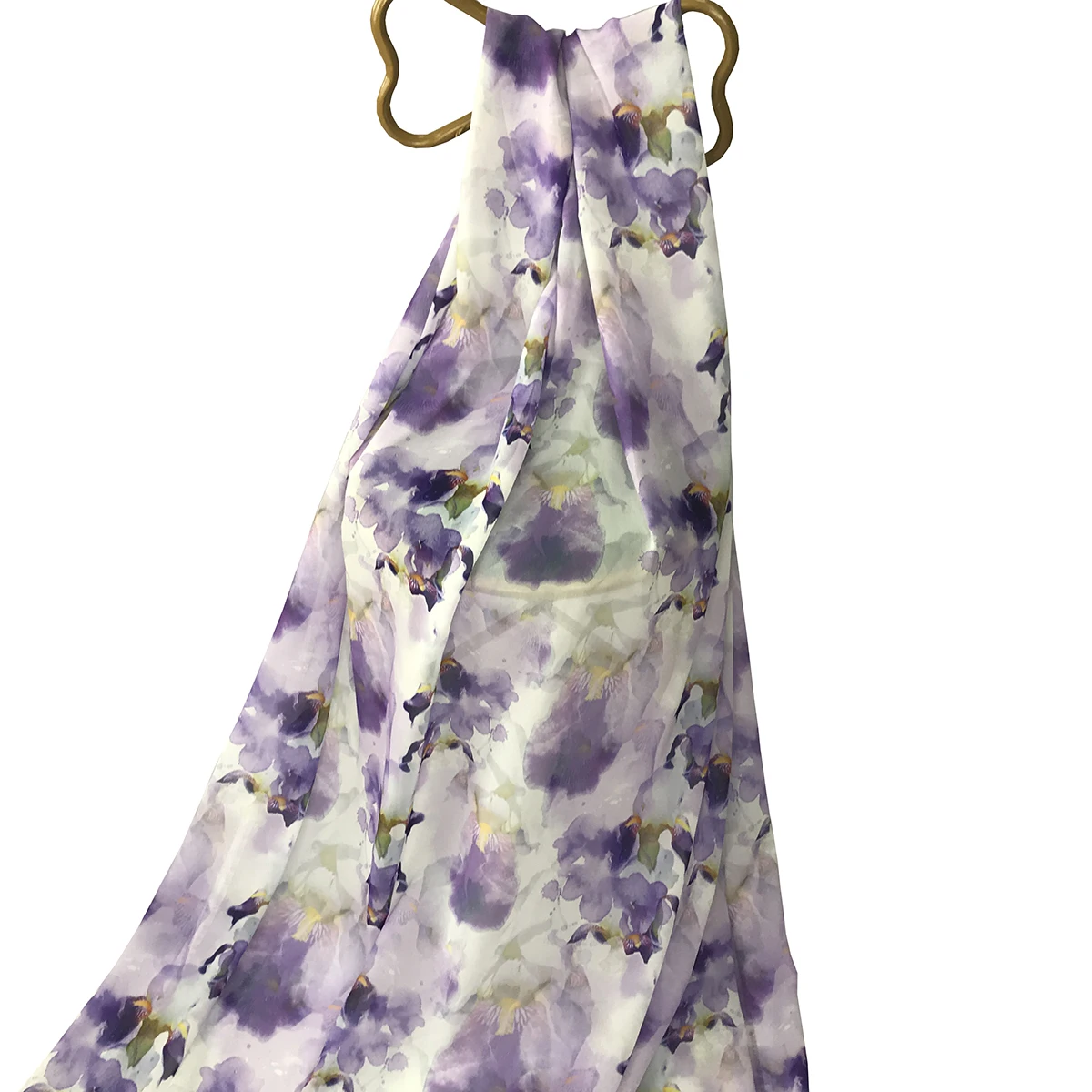 New fashion purple painting flowers design digital wholesale printed chiffon fabric for clothing