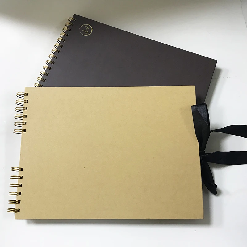 A4 eco-friendly blank black pages spiral binding hardcover sketch book wedding photo album