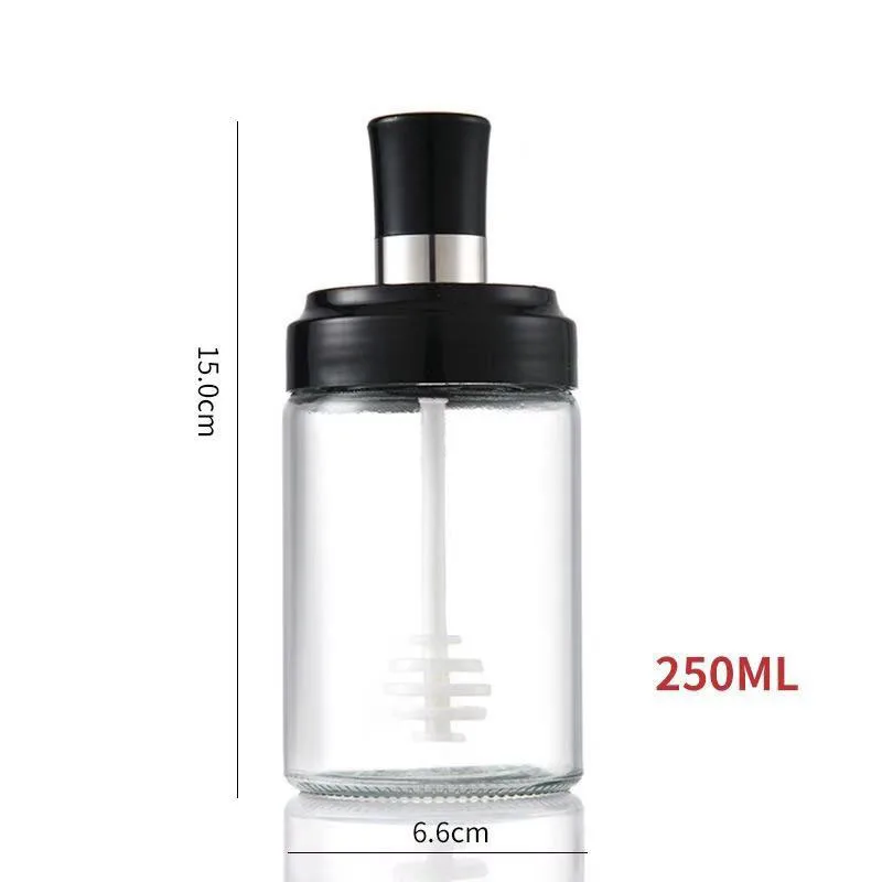 Lead -free Kitchenware 8oz 250ml  Clear Glass Spice Seasoning Jars  Food Salt Honey Storage Container with Spoon Blush