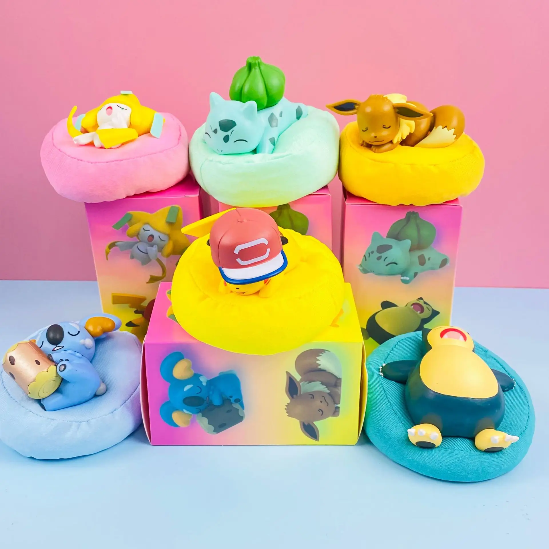Pokemon Squirtle Charmander Scene Boxed action Figure Pokemon Sleeping Pokemon Series Trend Blind Box