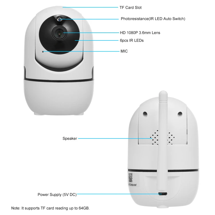Indoor Panoramic Smart Home Wireless Mini Home Security IP Camera