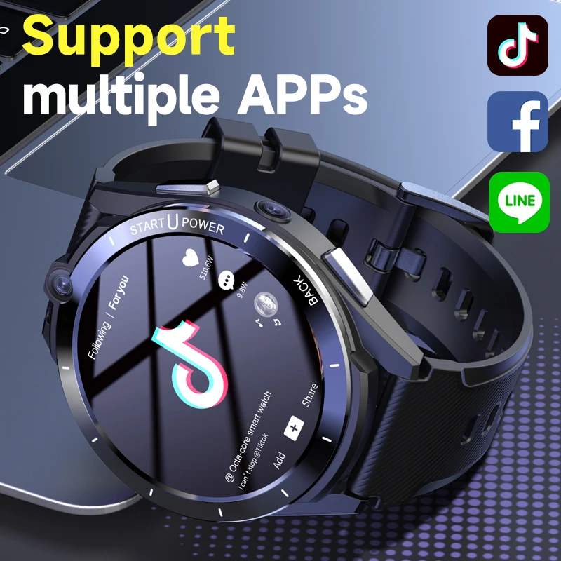 2023 New Arrivals Android 11 Round Screen Smart Watch 6GB + 128GB Wifi GPS Fitness Tracker Smartwatch 4G Sim Support for Men