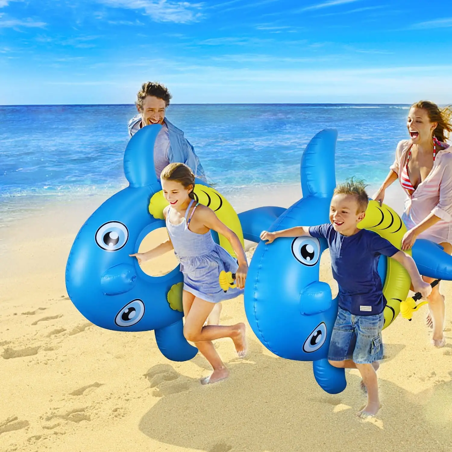 Pool Floats Kids, Shark Pool Float with Built-in Squirt Water Gun, Inflatable Floating Pool Lounge Water Chair