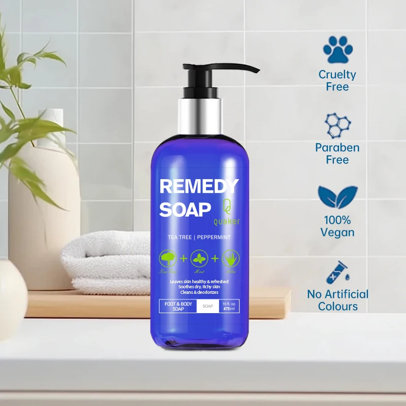 Qquaker Wholesale Body Wash Shower Gel Tea Tree Peppermint Remedy Soap Natural Ingredient For Men And Women