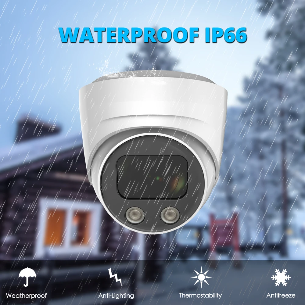 4K IP Camera PoE Indoor IP67 Waterproof Audio built-in Mic Human/Vehicle Detection Turret 8MP Home Video Security Surveillance