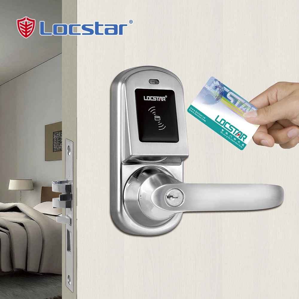 Locstar Lock Wooden Door Offline Single Latch Electronic Rf Key Card Smart Hotel Locking System Rfid Hotel Lock
