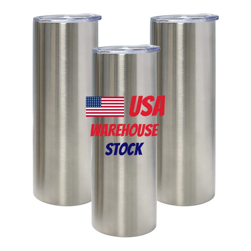 USA warehouse 20oz stainless steel thermal cup tumbler double walled vacuum insulated sublimation drinking tumbler with straw
