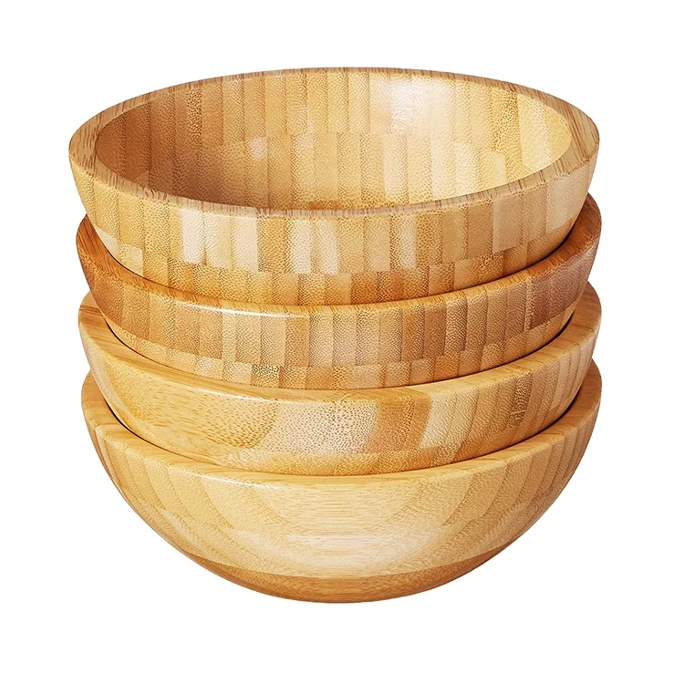 Promotional Bio Degradable Reusable Stackable Seasoning Ingredients Shallow Bamboo Round Bowls Set for Korea