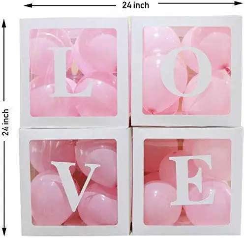 Partycool DIY Wedding Birthday Party Backdrop Decoration Transparent LOVE Box Ballon Wedding Balloon Box