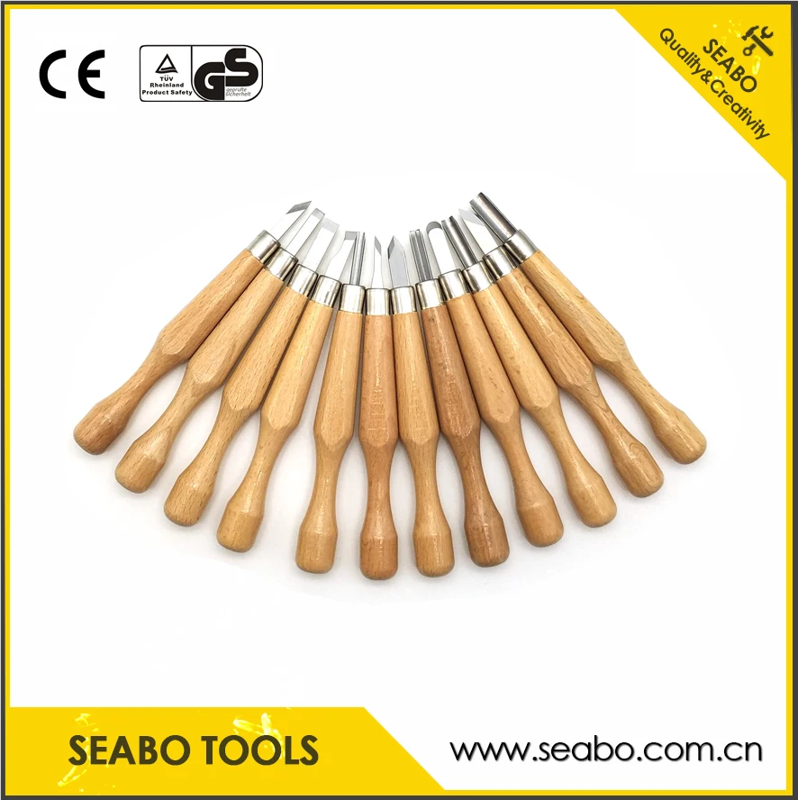 Набор ножей для резьбы SKS7 с ручкой из буковой тыквы, 12 шт.