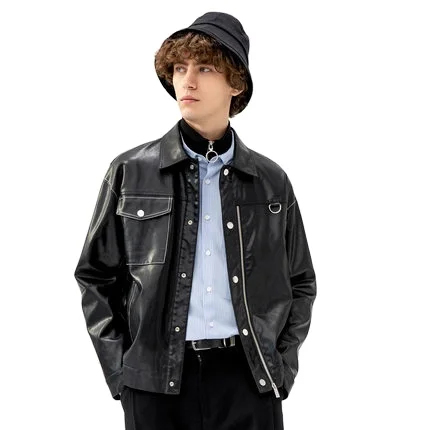Spring And Autumn Bomber PU Jacket Man Leather Jacket wholesale