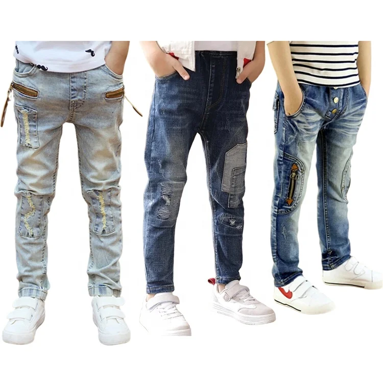 High quality toddler boy jeans paint splatters kids distressed jeans skinny stretch kids jeans