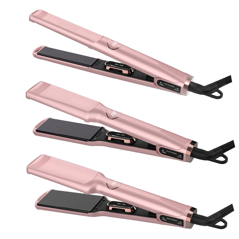 Flat Iron Hair Straightener Professional 2 In 1 Hair Curler  Brush Straightener Titanium Hair Straightening Machine