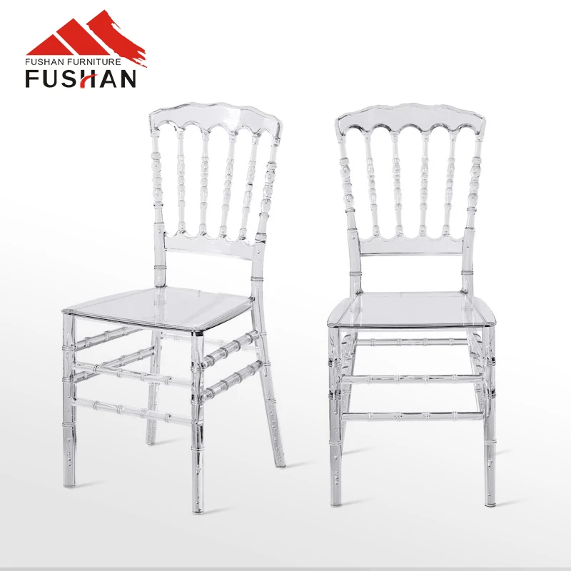 Wholesale elegant resin napoleon chair plastic acrylic ghost crystal clear wedding chair event rental stacking ghost chair