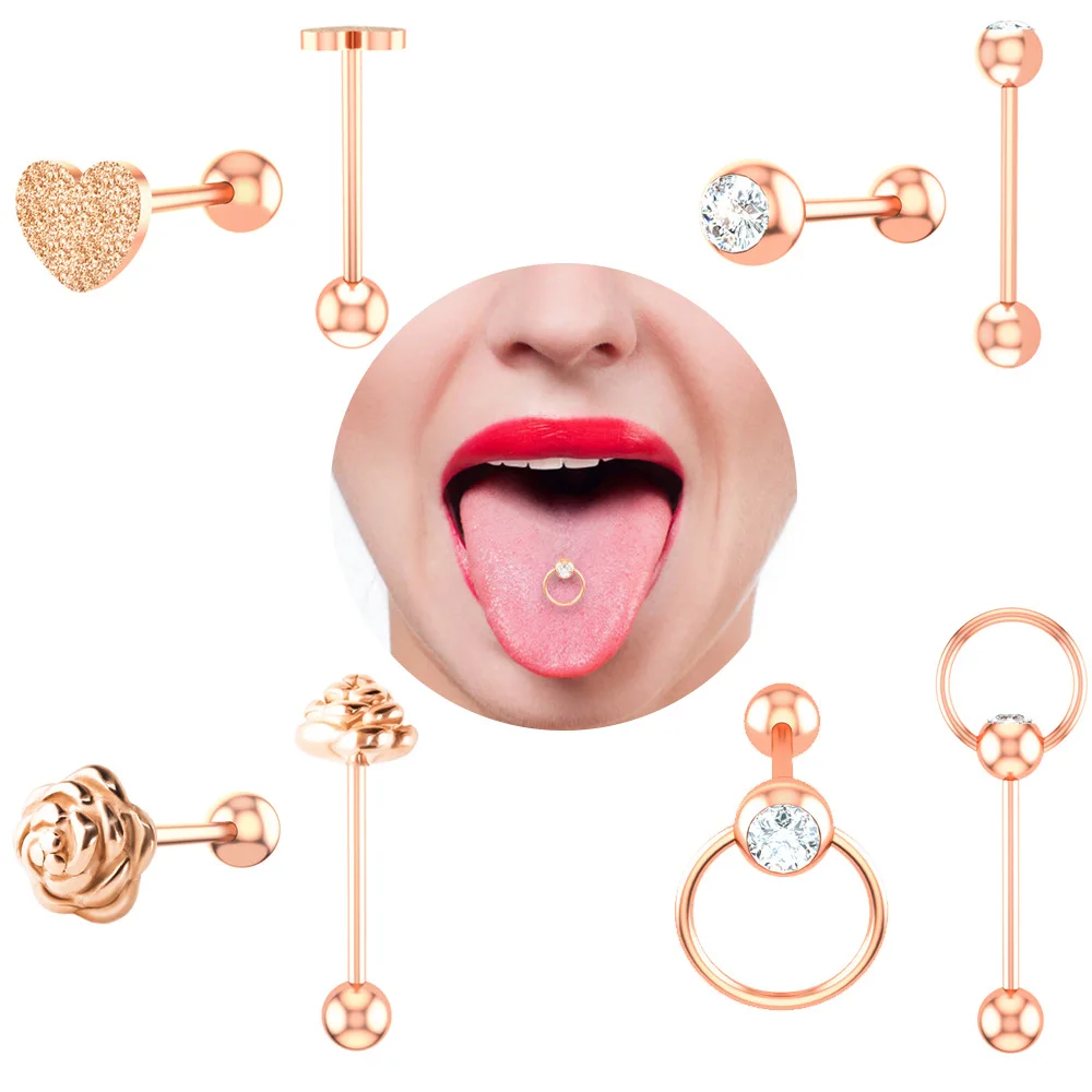 1PC Multi Shape Tongue Piercing Ring Barbell Stainless Steel Bar Helix Ear Cartilage Earring Stud Women Body Jewelry