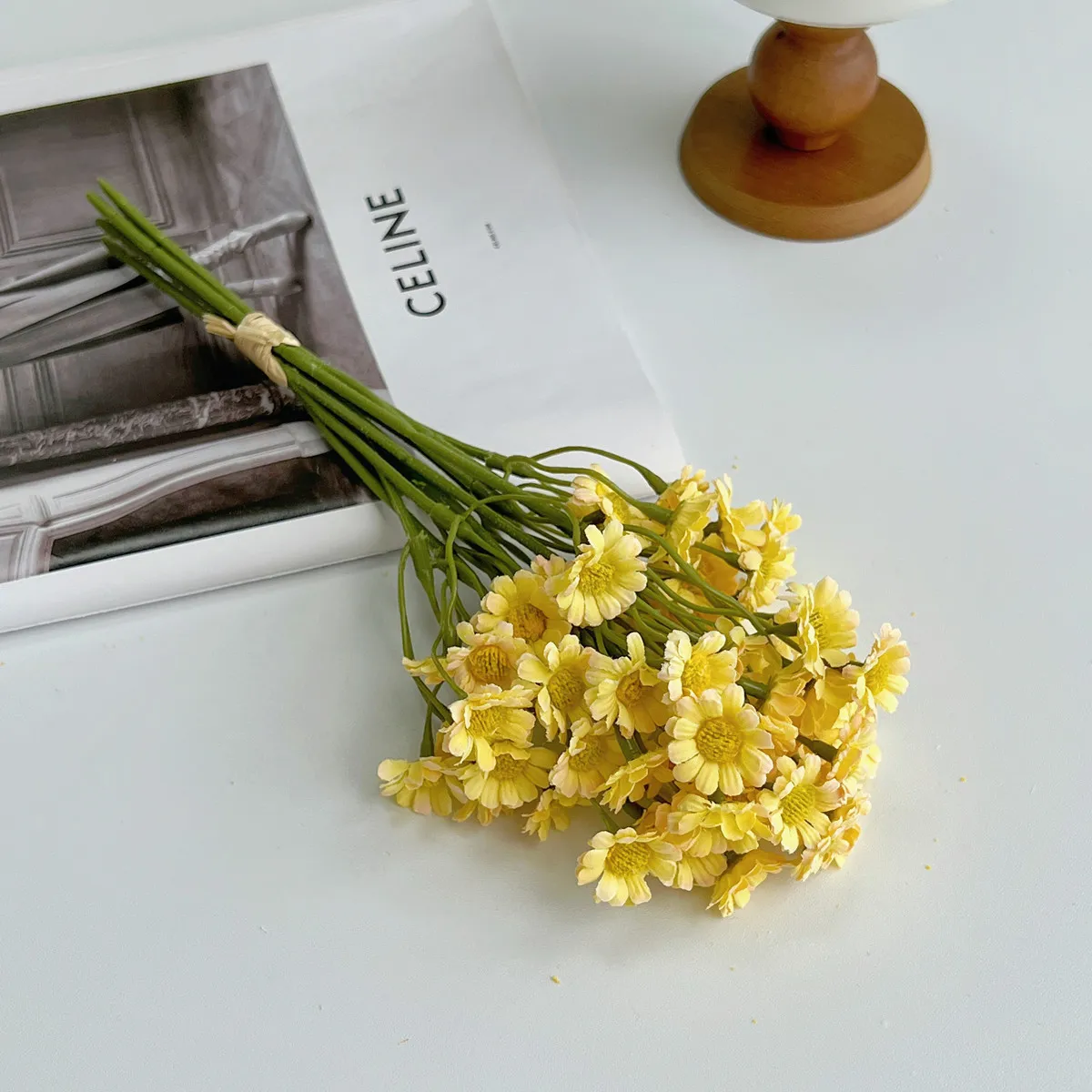 Artificial flower daisy silk flower bouquet 26cm mini blue daisy wedding decoration vase flower daisy