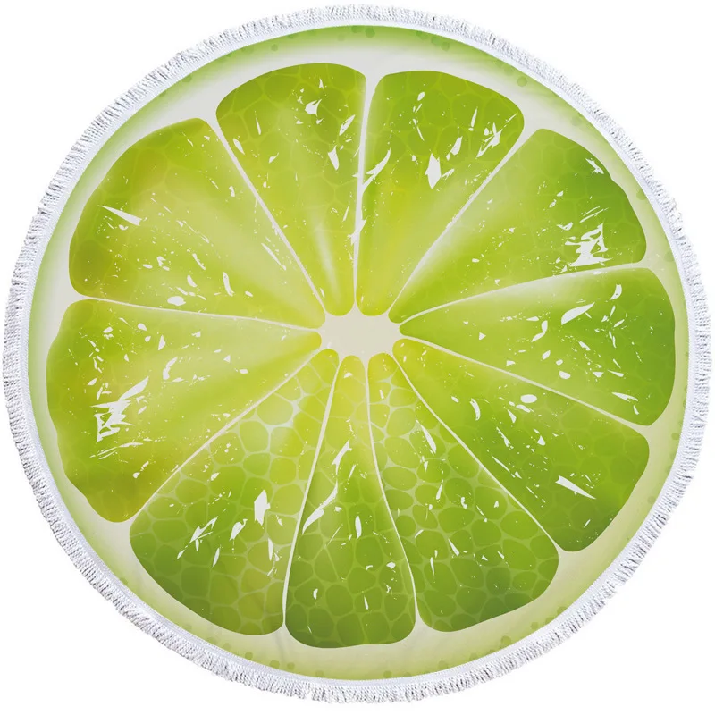 Round 3D Print Beach Towel Cute Food Fruit Pattern Printed Towel Donuts Hamburgers Shawl Scarf Ultra -fine fiber bath towel