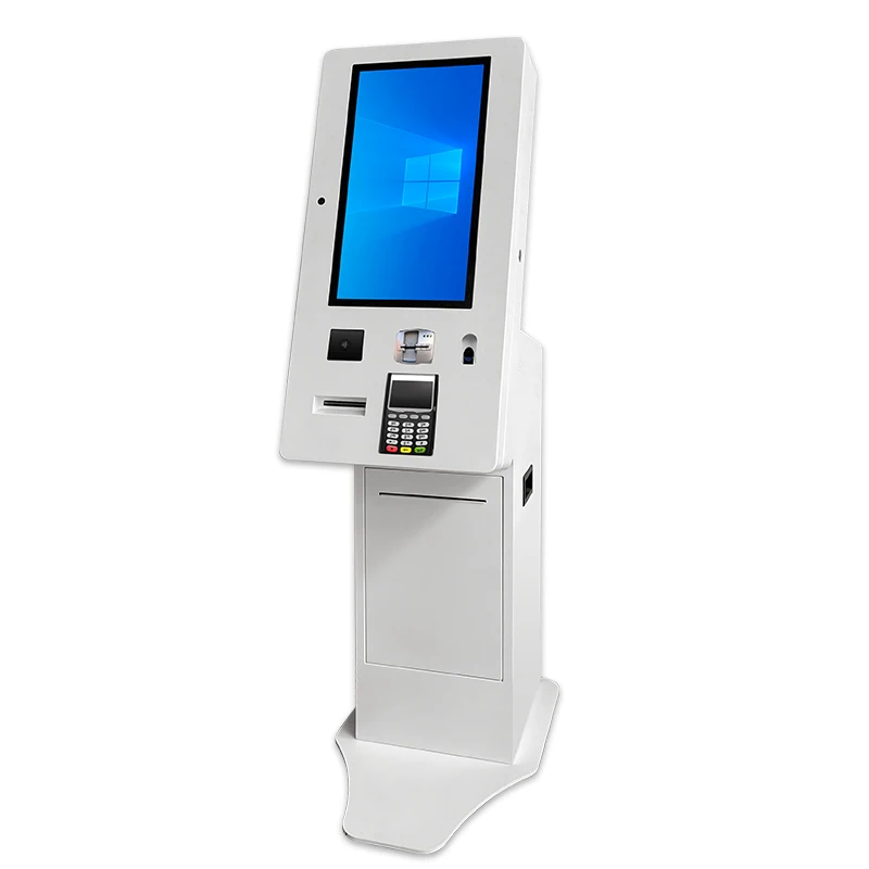 Indoor card reader A4 printer pos payment 21.5 Inch touchscreen check in self service terminal kiosk for government hotel