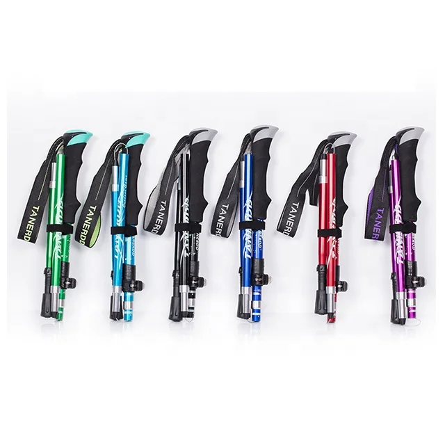 New Outdoor Folding Aluminum Alloy Trekking Sticks Telescopic Outdoor 5 Sections Trekking Walking Sticks
