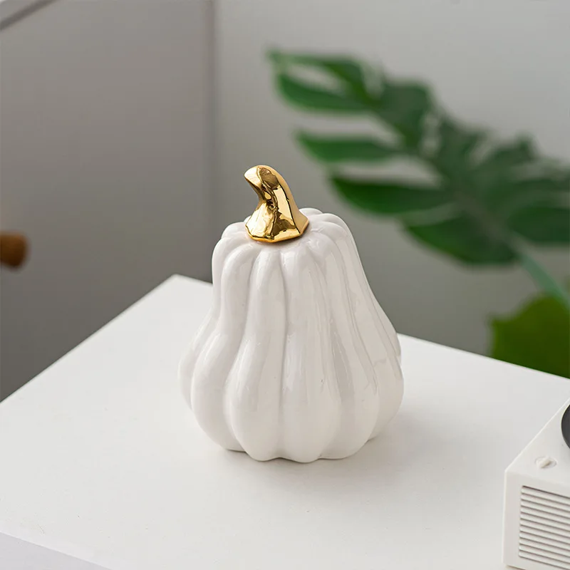 Nordic creative white ceramic pumpkin ornament Tabletop ornament Home decor Halloween gift