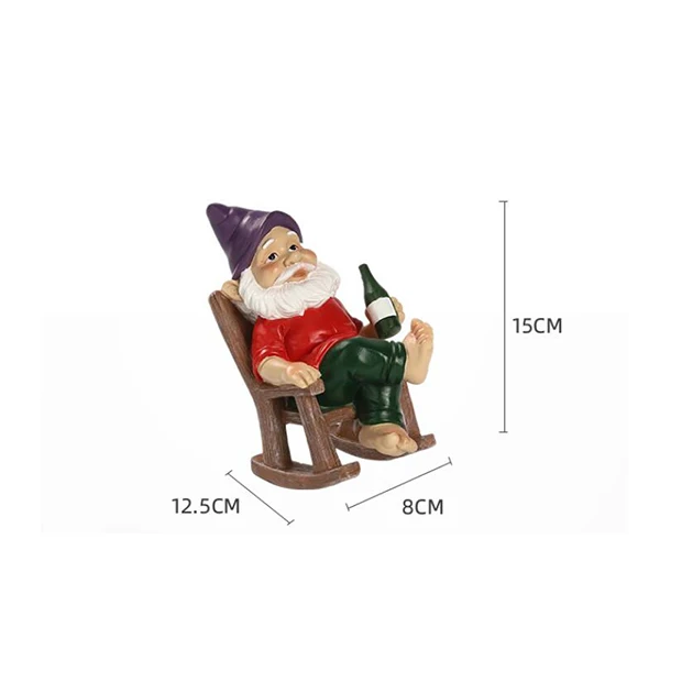 Manufacturers wholesale garden ornaments foot rocking chair dwarfs cartoon rural resin crafts yard ornaments