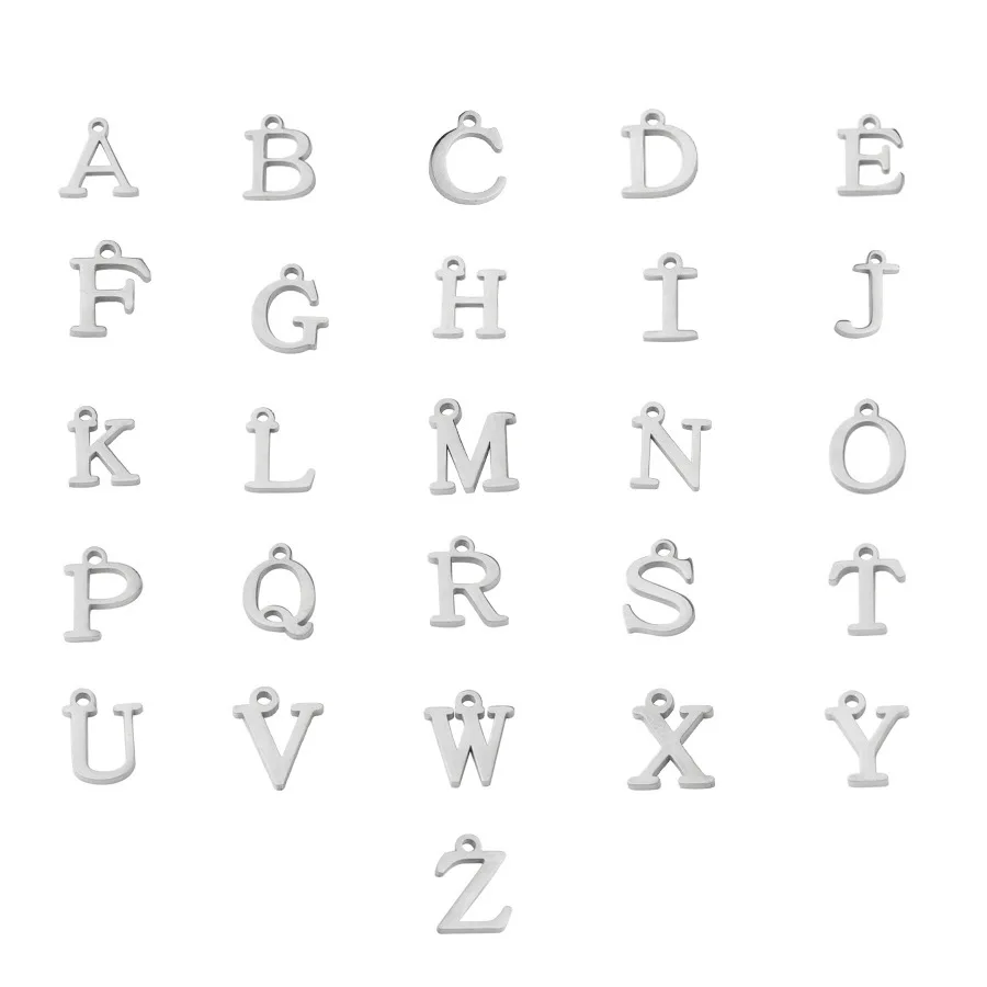 In Stock Stainless Steel Capital A-Z Letter Pendant 18k PVD Gold Plated 26 Alphabet Initial Letter Charms for Jewelry Making