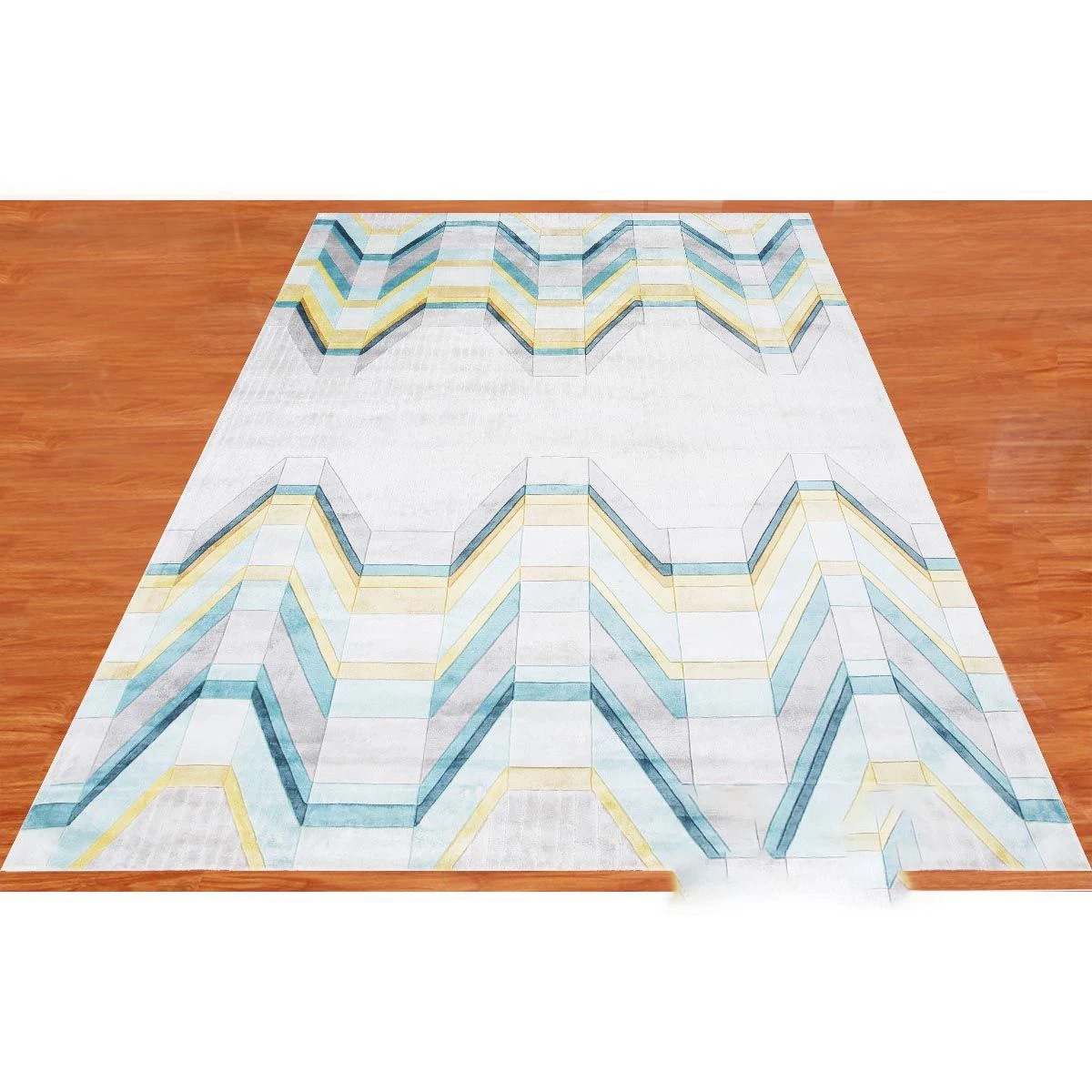 Factory Supply Brand Large Rugs Living Room Floor Premium Silk Wool Blue Handmade Carpet Prices
