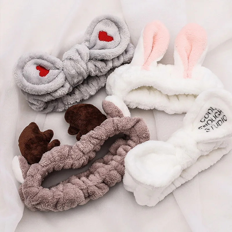 
Wash Face Hair Holder Hairbands Soft Cute Flannel Animal Ears Headband Women Girls Fashion Hair Accessories 