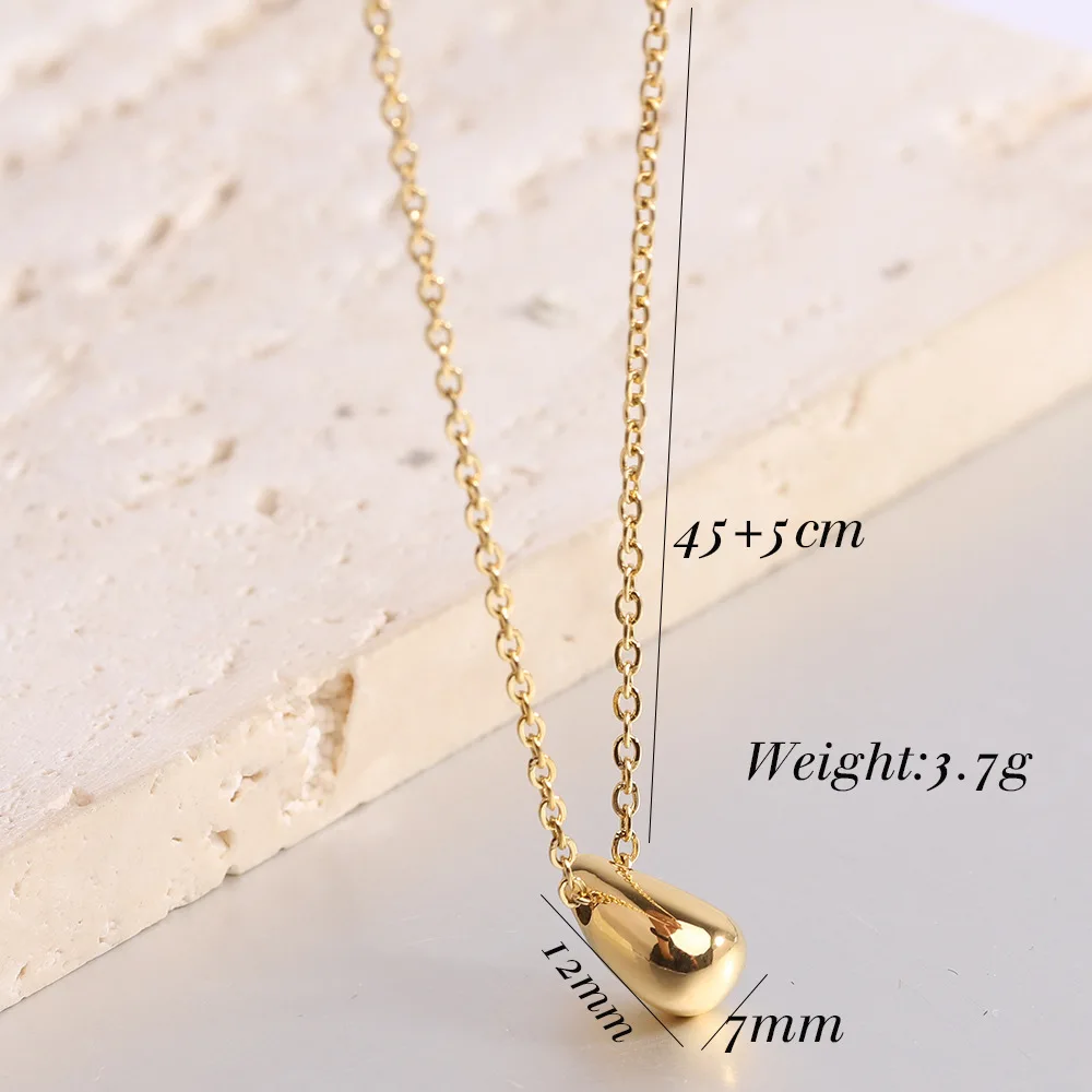 SLand Jewelry Wholesale Minimalist Polishing Gold Waterdrop Pendant Necklace Classic Exquisite Metal Neck Jewelry for Women Gift