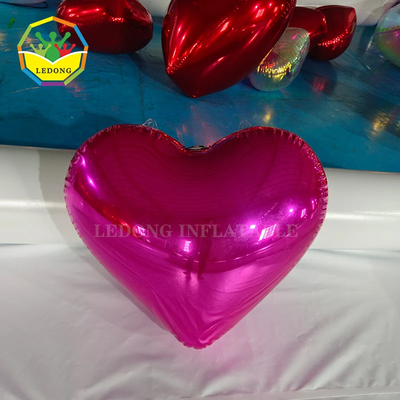 Hanging giant large Reflective colorful mirror ball shinny laser inflatable mirror heart shaped love Balloon for decoration
