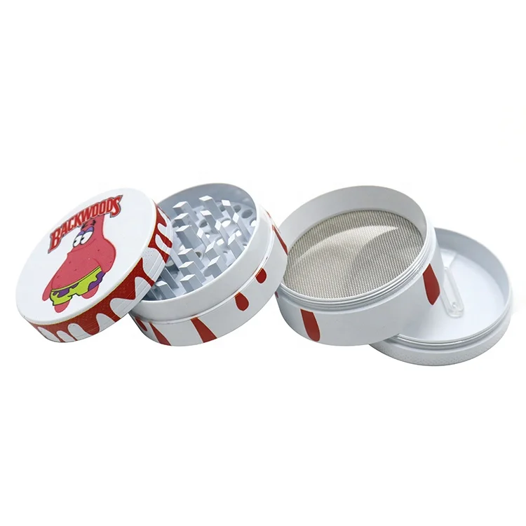 2022 New Design 50MM 4 Parts Zinc Alloy Metal Cartoon Backwoods Herb Grinder Tobacco Custom Logo Dry Grinders Wholesale