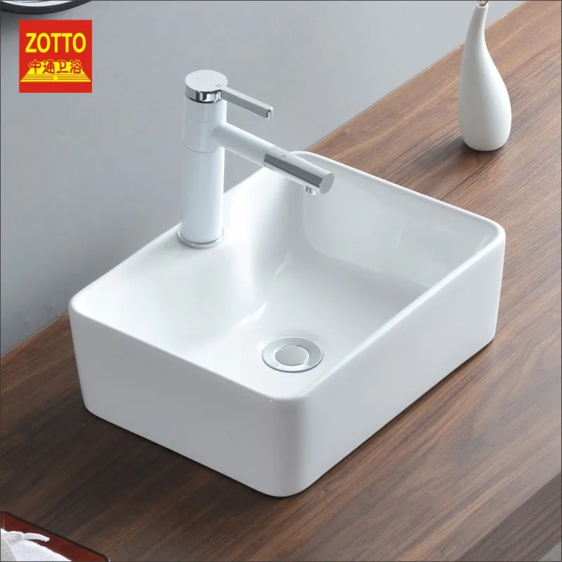 Easy cleaning single hole multicolor glass drill surface rectangular luxury ceramic bathroom countertop sink