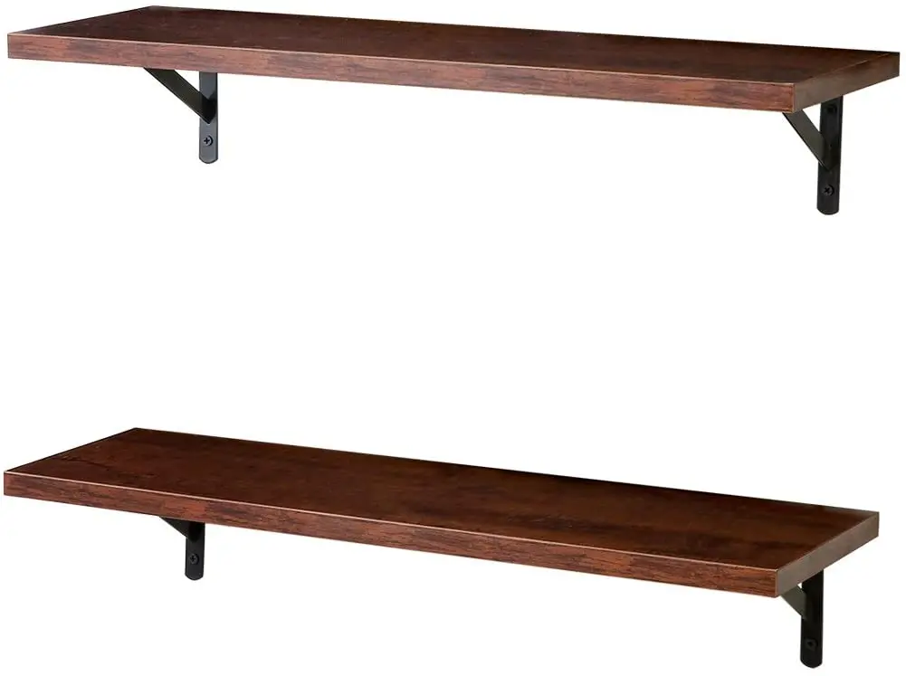 2-piece set decorations display wooden shelves on wall metal wood wall shelf