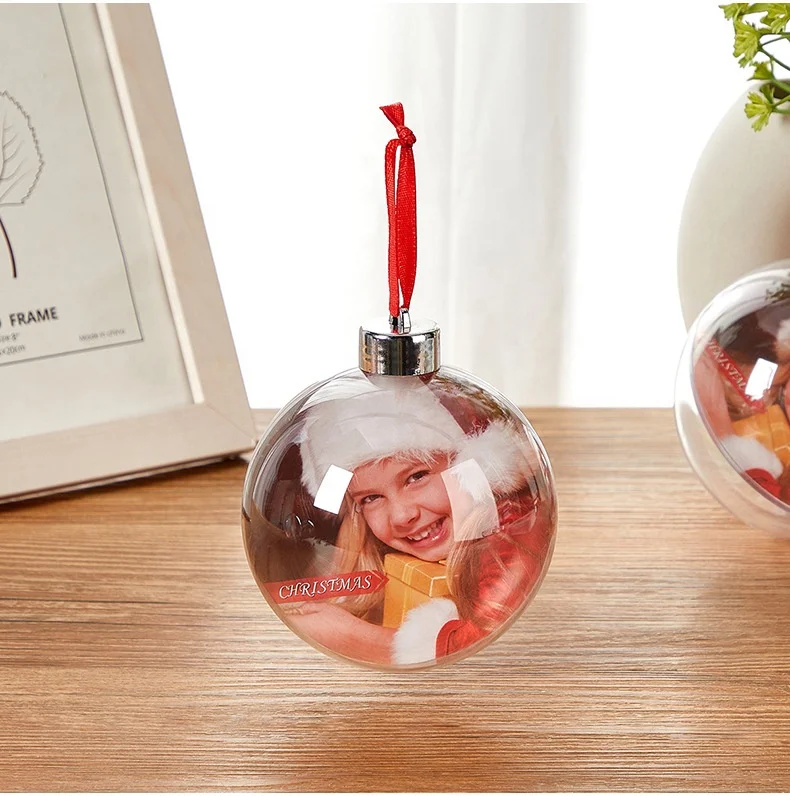 Custom Christmas Xmas Tree 8cm Black Glass Balls Bauble Ornaments With Printed Logo Photo Picture Decal Name Personalized