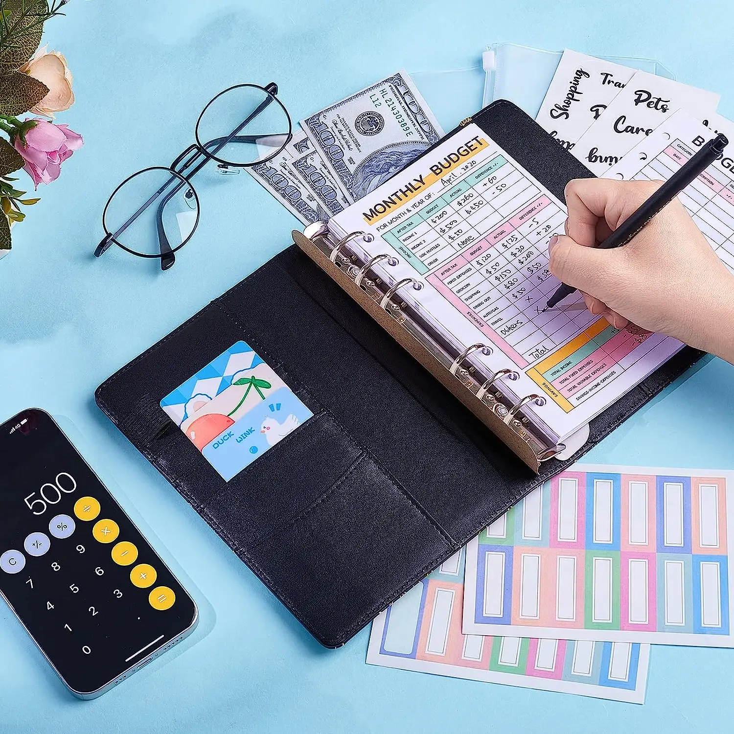 Wholesale Custom Planner Binder Notebook A5 A6 A7 Ring Binder Pu Leather Clip Notebook Planner Organizer Budget Binder