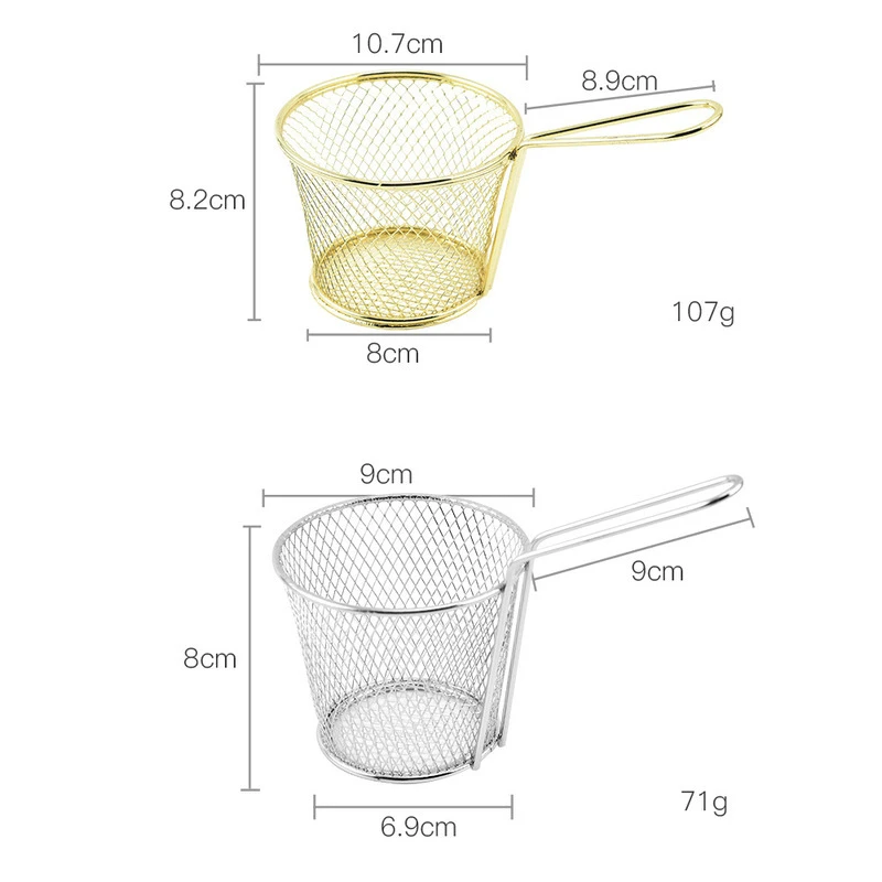 New Arrival Suitable for Food Presentation Tableware Stainless Steel Round Fried Food Filter Mini French Fries Basket