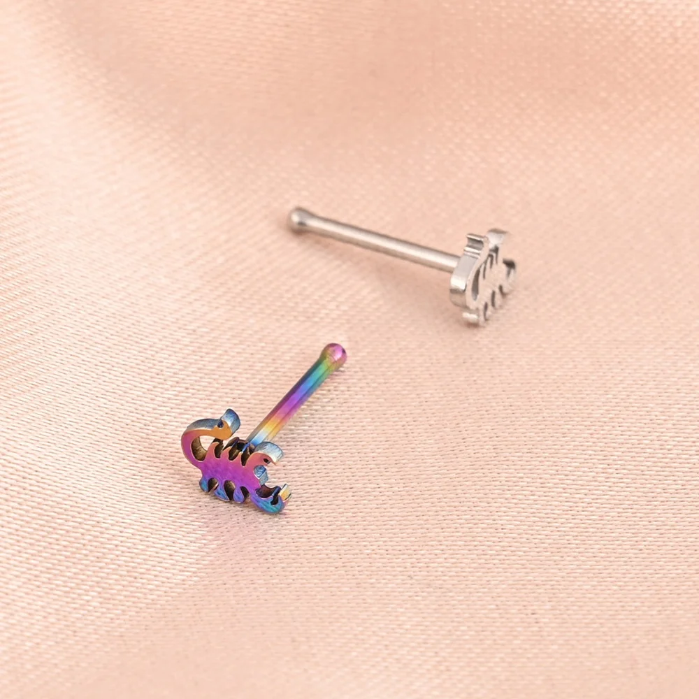Stainless Steel Sexy Nostril Piercings Straight Bar Mixed Colors Animal Shape Nose Stud Piercing Jewelry