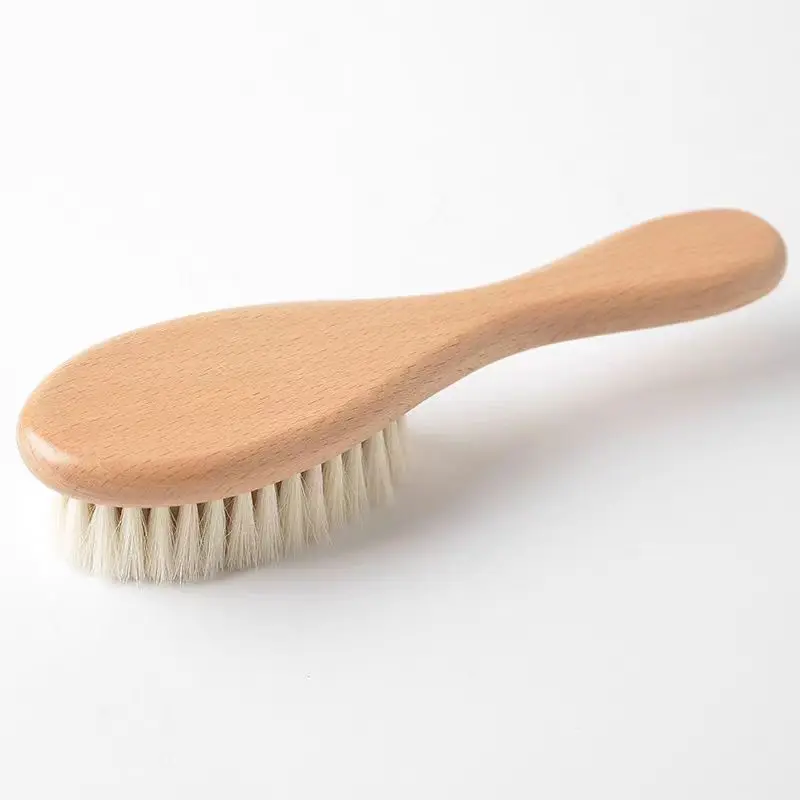 Wooden Soft Natural Goat Bristles New Baby Care Pure Natural Wool Baby Wooden Brush Comb Brush Baby Hair brush