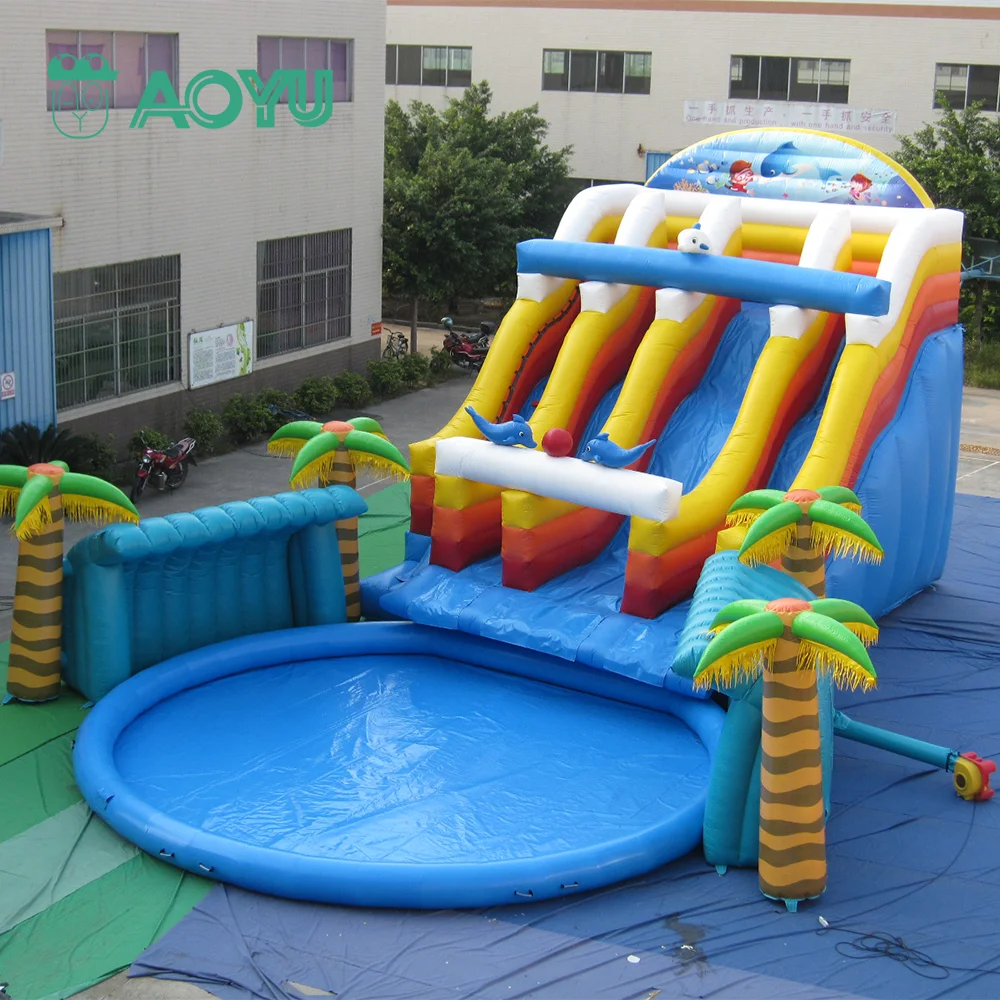 new wholesale backyard palm tree 18ft china factory inflatable amusement small game swimming pool water slide