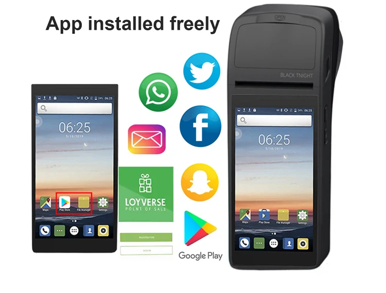 TCANG 5.5 inch handheld all in one wifi 3G NFC card reader payment terminal android system pos machine with thermal printer